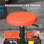 Workshop Stool, Adjustable Height Rolling, Orange