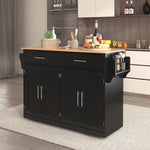 Serving Trolley 120cm Folding Tabletop Casters Wood Legs Black
