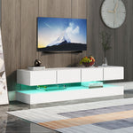 LED TV Lowboard with 2 Cabinets, 4 Drawers & 16-Color LED Lighting for up to 55-Inch TVs, White