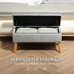 Storage Bench, Upholstered Velvet Look Bed Bench with Lid, Rubberwood Grey