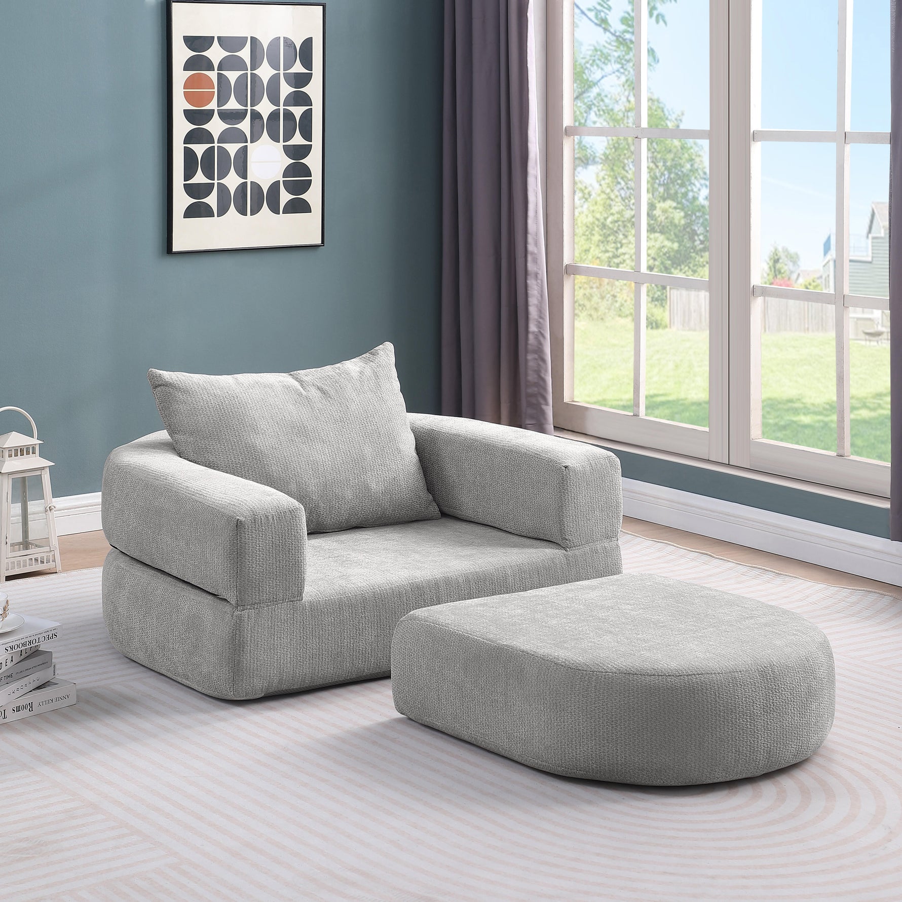 Compressed Sofa Bed Futon, Versatile Foldable Sleeper Chair & Mattress for Guest/Office, Fabric