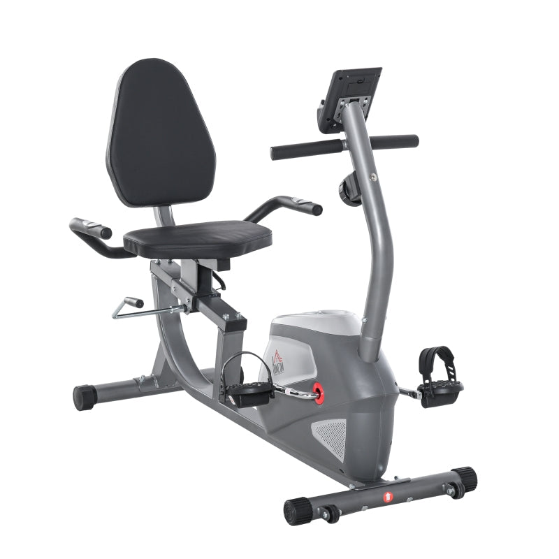 Recumbent Exercise Bike with LCD Display, 8 Magnetic Resistance Levels and Heart Rate Sensors, Black