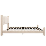 Upholstered Bed 180x200cm with Slatted Frame, Beige Velvet