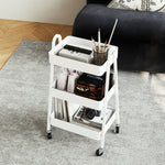 Serving Cart, 3 Levels with Wheels and Brake, White