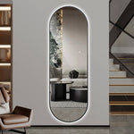 LED Full-Length Mirror 150x50cm Dimmable Backlight Black Aluminum