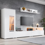 3-Piece TV Wall Unit Set with LED Lighting and High-Gloss Finish, White