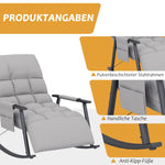 Rocking Chair/Relaxing Armchair Footrest Adjustable Backrest Side Pocket, Microfiber Grey