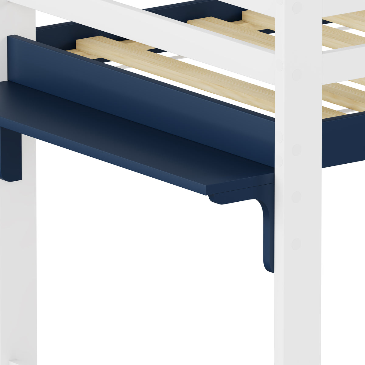 Children's Loft Bed 90x200 cm with Ladder & Table, White-Navy Blue