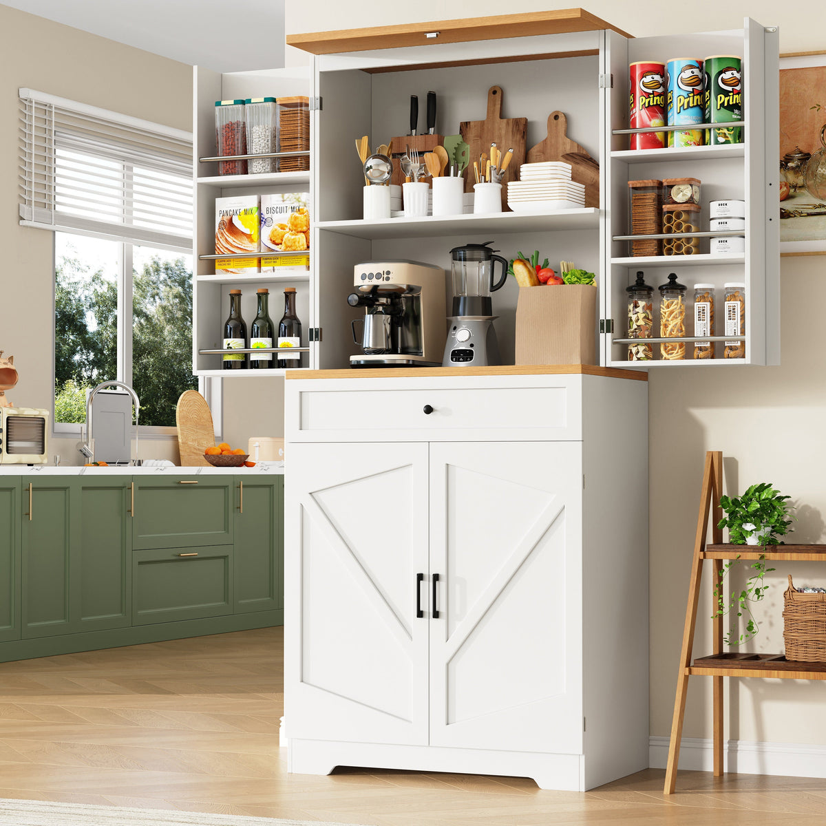 High Kitchen Cabinet 12 Doors & Drawers 80x40x180cm - MDF/Chipboard