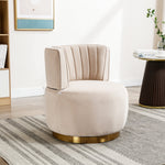 Swivel Chair 360° Round Velvet Barrel - Beige