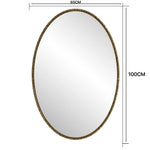 Iron Art Oval Retro Mirror, Wall Hanging, Gold