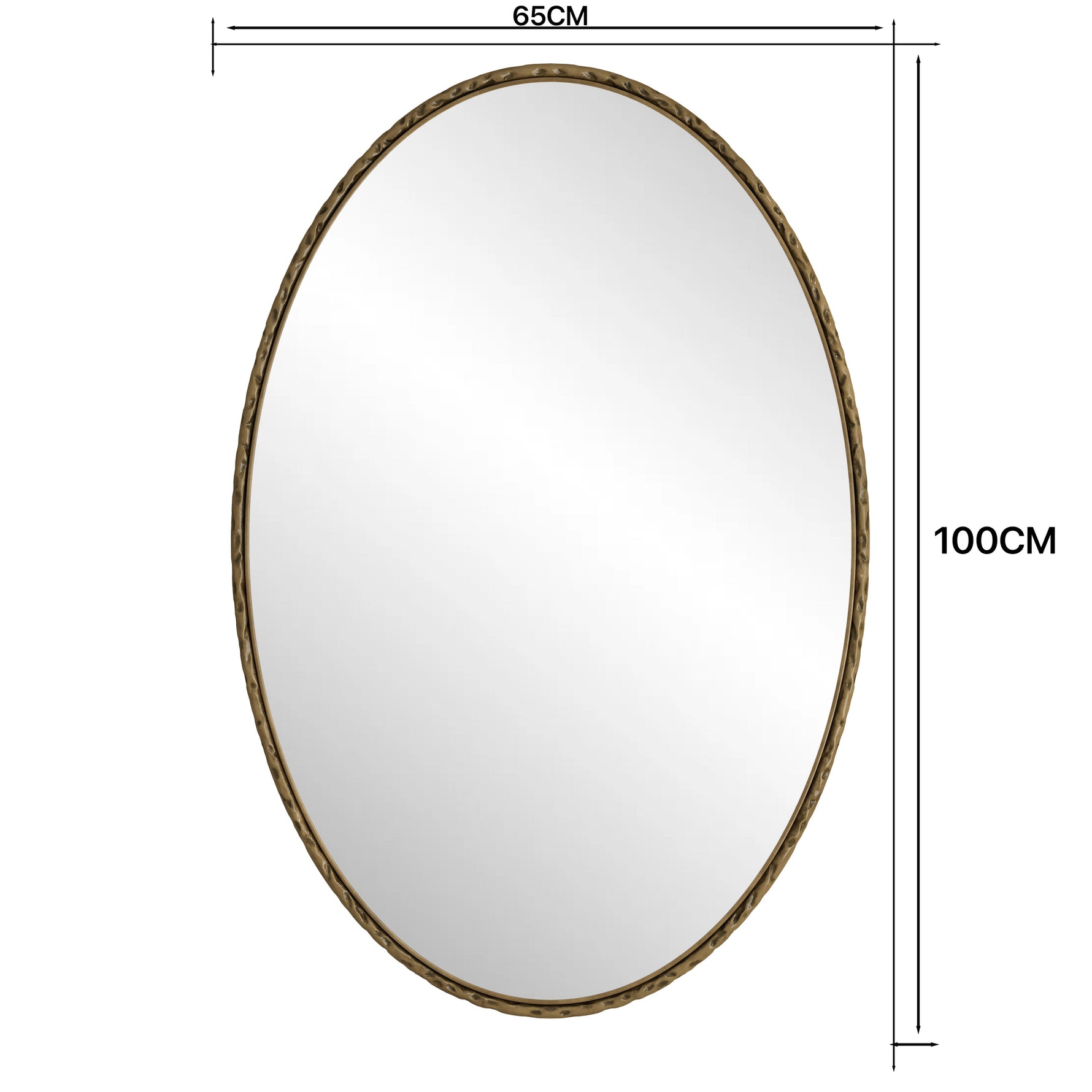 Iron Art Oval Retro Mirror, Wall Hanging, Gold