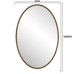 Iron Art Oval Retro Mirror, Antique Wall Hanging, Gold