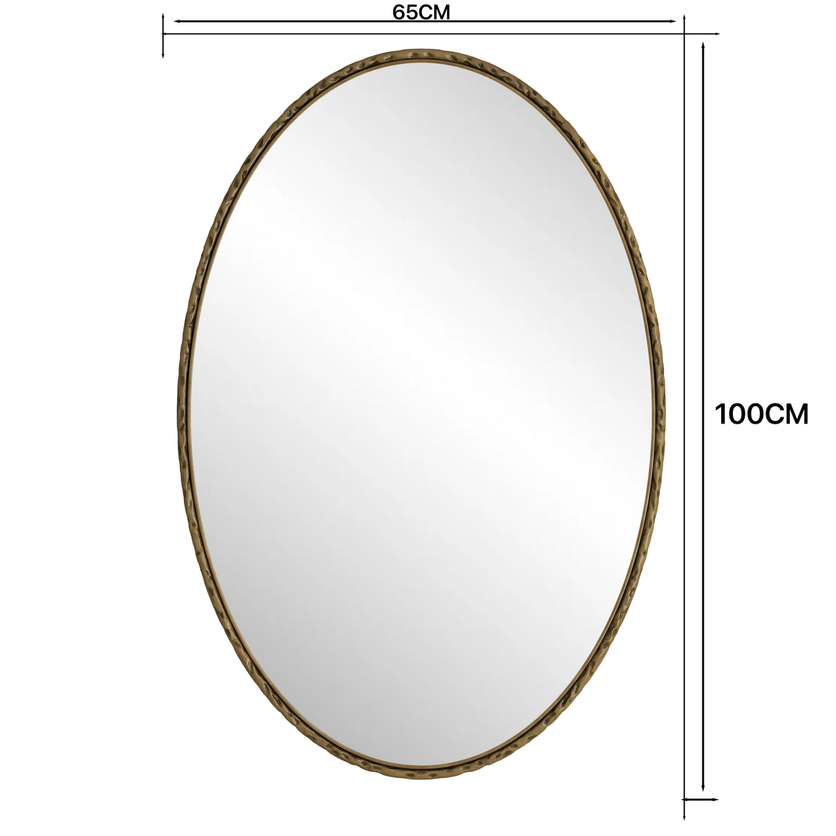 Iron Art Oval Retro Mirror, Antique Wall Hanging, Gold