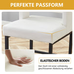 Nordic Bar Stool Set of 2 Modern Square Design Black Metal Legs - White