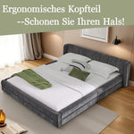 Double Bed 160x200cm Comfortable Backrest Sturdy Frame - Dark Grey Chenille