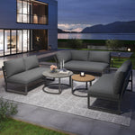Garden Lounge Set Corner Sofa 6-7 Seater Adjustable Legs - Grey