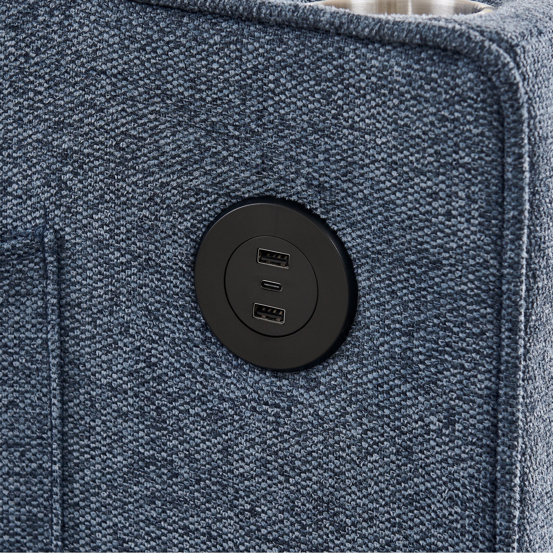 3-in-1 Sofa Bed with Slide-to-Transform Design and USB Charging, Navy Blue