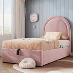 Children's Bed, Single 90 x 190 cm, Pink Velvet
