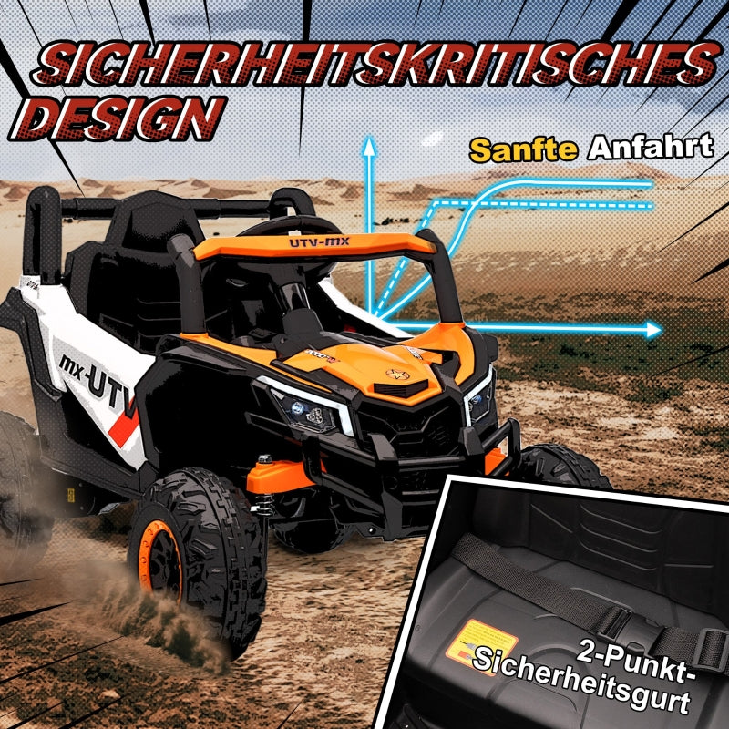 Kids Electric Ride-On Car with Remote Control, LED Lights and USB, Orange