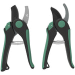 Garden Tool Set 2 Pieces Metal with Pruning Shears Green and Black