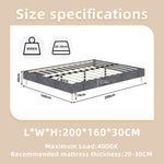 Modern Minimalist Bed Frame 160x200cm with Mattress Gray Dutch Velvet