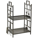 Firewood Stand, Fireplace Tools Storage, Iron Gold