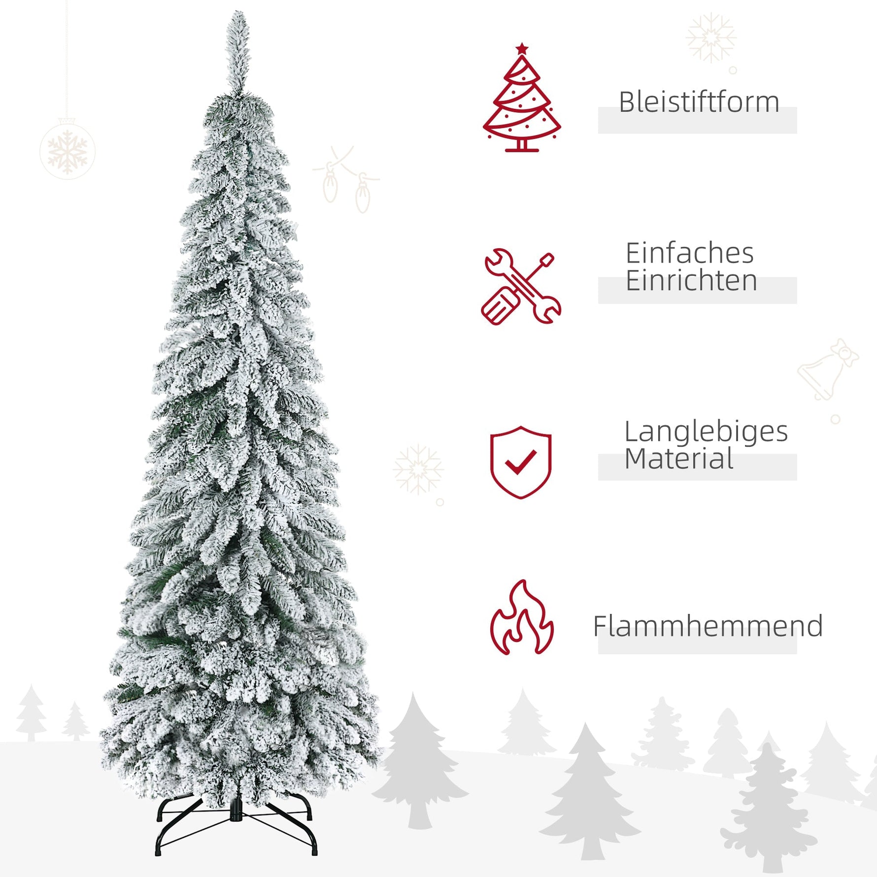 Artificial Christmas Tree with Snow and Stand, 180 cm, Green