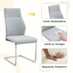 Dining Chairs Set of 2 with High Backrest and Diamond Pattern, Light Grey PU Leather