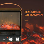 Electric Fireplace, 750/1500W, Flame Effect, Freestanding, Metal