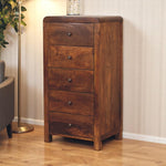 Aspen Tallboy 5-Drawer Solid Wood, Brown