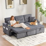 Modern 3-Seater Sofa with Storage, Cup Holders and USB-C Charging, Corduroy