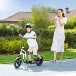 Children's Scooter with Large Wheels, Kickstand and Handbrake, White