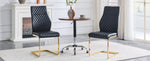 Dining Chairs Set of 2 with High Backrest and Padded Cushion, Black and Gold