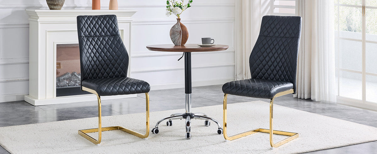 Dining Chairs Set of 2 with High Backrest and Padded Cushion, Black and Gold