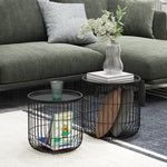 Coffee Tables, Set of 2, Scandi Design with Storage Space, Steel Black