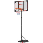 Outdoor Basketball Hoop, Height-Adjustable with Wheels, Red