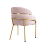 Dining Chair Single Light Luxury with Metal Legs Velvet Pink