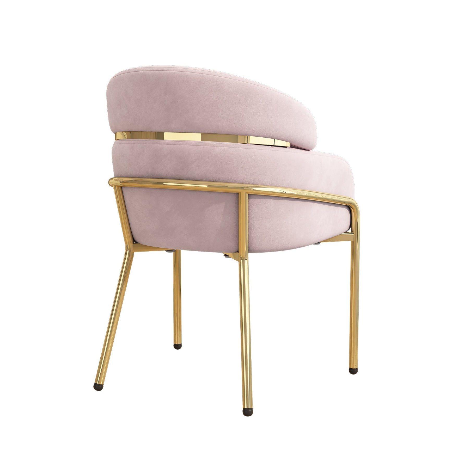Dining Chair Single Light Luxury with Metal Legs Velvet Pink