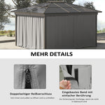 Gazebo Side Panels, 4-Piece Set with Hooks 302 x 205 cm, Light Grey Polyester