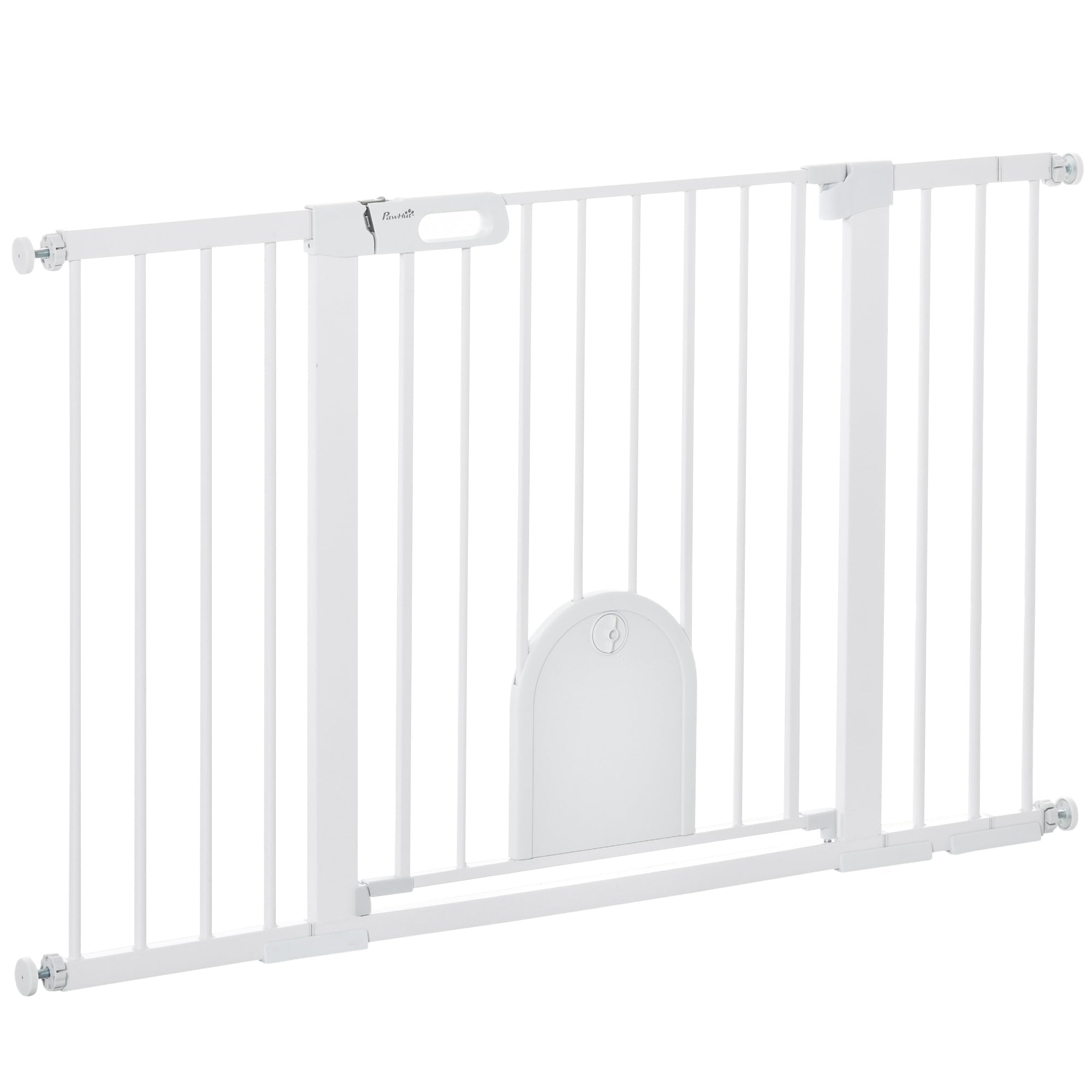Door Safety Gate Stair Gate 75-131cm Clamp Metal ABS White