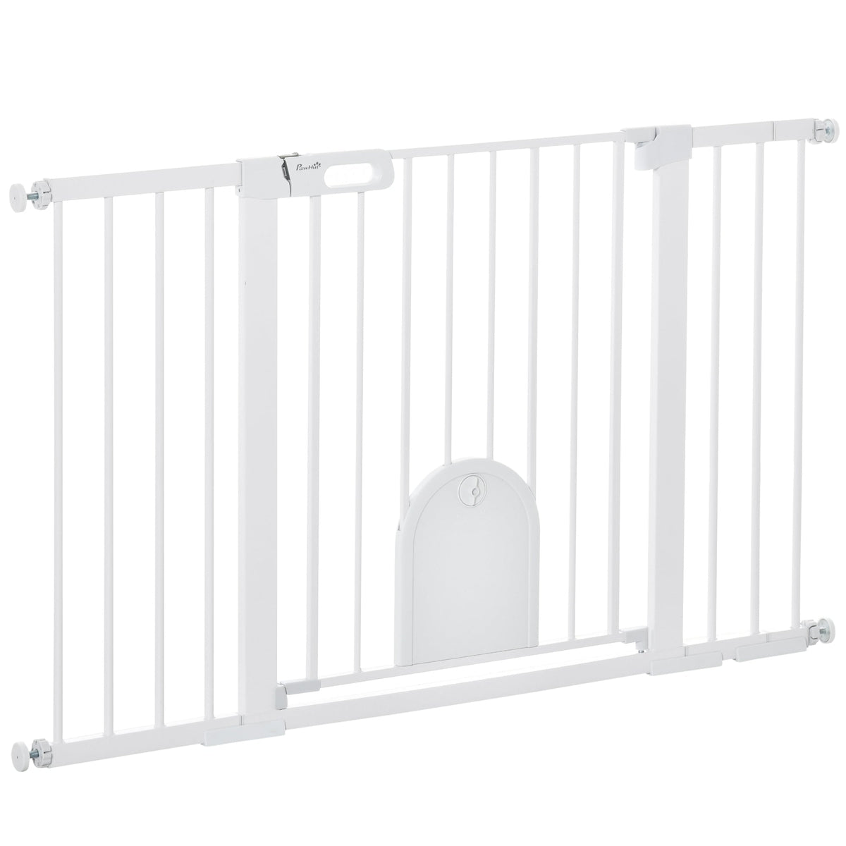 Door Safety Gate Stair Gate 75-131cm Clamp Metal ABS White