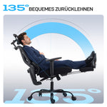 Ergonomic Office Chair, Casters, Lumbar Support, Adjustable Headrest, Mesh Fabric