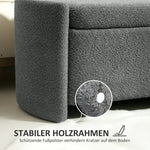 Bench, Upholstered with Storage, Velvet Look, Grey