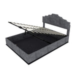 Modern Soft Bed with Mattress 140x200cm, Pneumatic Storage, Grey