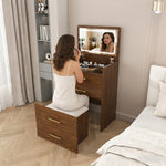 3-in-1 Dressing Table Set with 3 Drawers & Mirror, Clear Glass