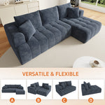 Modular L-shaped Corner Cloud Sofa, Frameless and Freely Combinable, Blue Chenille