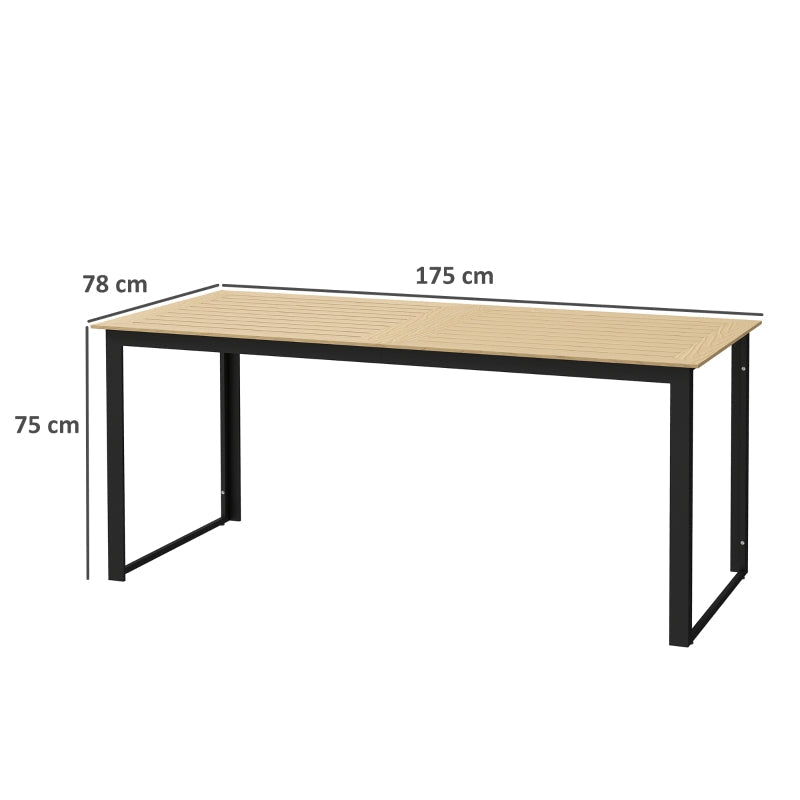 Metal Garden Table, Weatherproof Slatted Design for 6 People, Black