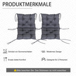Set of 2 cushions for low-back chair, seat, and garden, grey