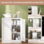 Freestanding Storage Shelf 88cm High, Height-Adjustable Shelves, Metal White